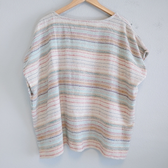 Dylan Women's Boho Pullover Top Sz L/XL Striped Boxy Summer Multicolored Beachy - Picture 7 of 10